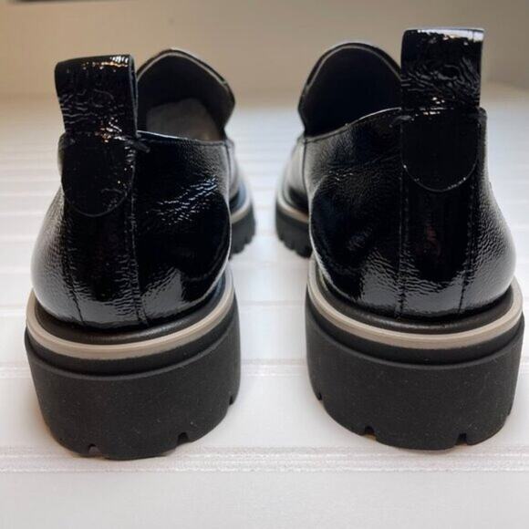 Paul Green Naomi Platform Loafer Black Crinkled Patent Leather NWOB Women’s 10 - Picture 8 of 14